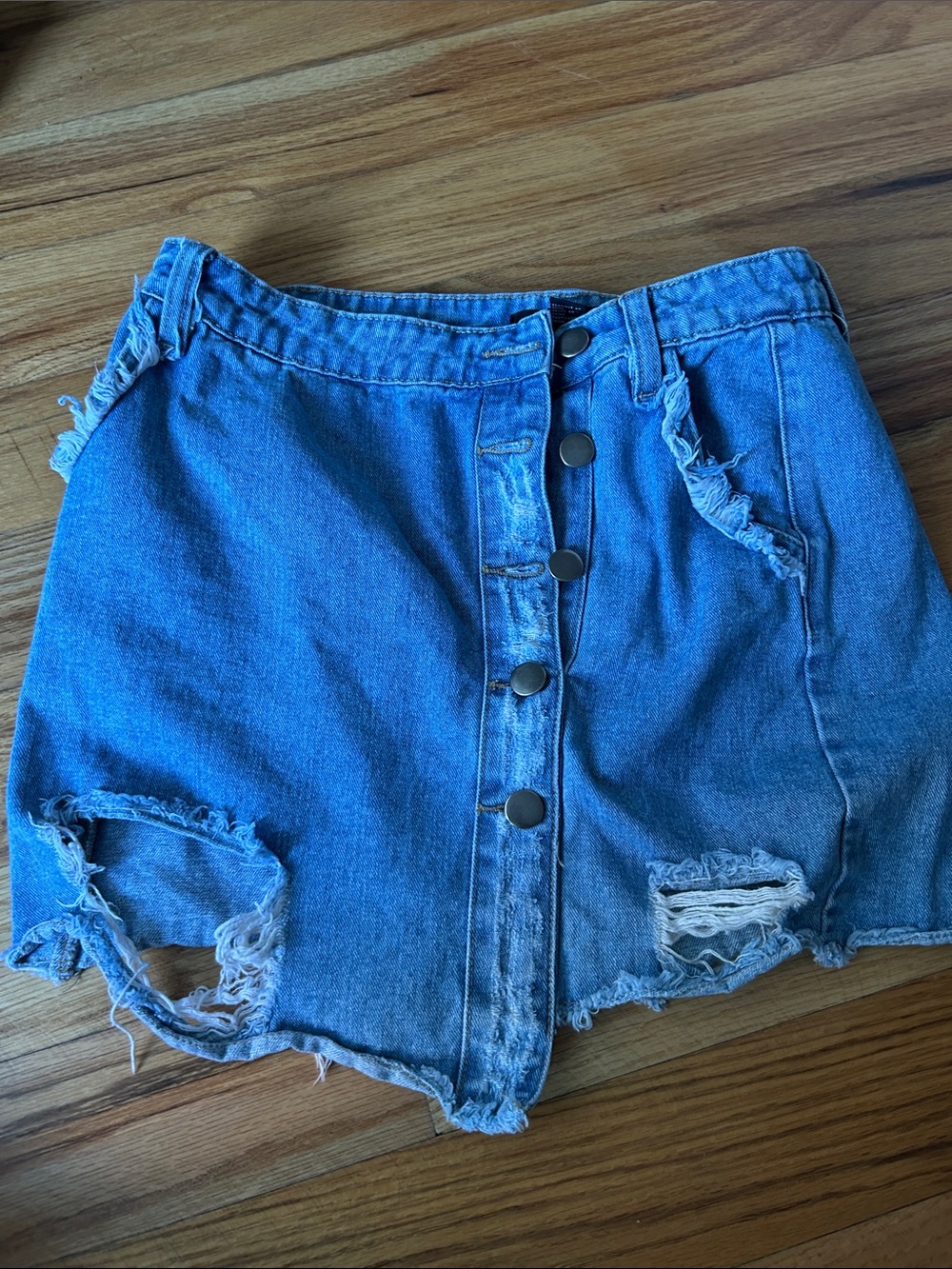 Forever 21 Distressed Denim Mini Skirt